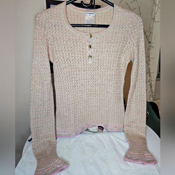 Chanel 06A Metallic Cashmere Sweater EUC 38 - Picture 2 of 16